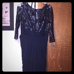 Adrianna Papell Floor-Length Sequin Prom Dress